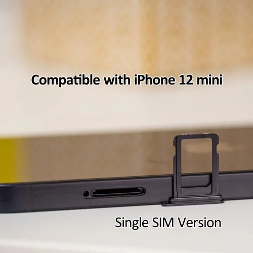 Vista 3 de Reemplazo del soporte de la bandeja de la ranura para tarjeta SIM compatible con iPhone 12 mini Bandeja de tarjeta SIM (negro)
