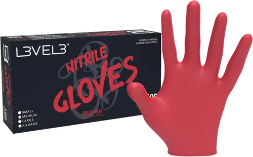 Vista 9 de L3 Guantes de Nitrilo Nivel 3 - Guantes Desechables Profesionales de Servicio Pesado - Sin Látex - Ajuste Ceñido - Caja de 100