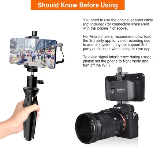 Vista 7 de COMICA CVM-WS50 Micrófono de mano inalámbrico, micrófono profesional de entrevista de mano para iPhone, teléfonos Android, cámara, micrófono