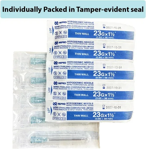 Vista 4 de Generic 100 agujas desechables de calibre 23 de 1.5 pulgadas, agujas desechables para inyecciones, jeringas, adecuadas para laboratorios