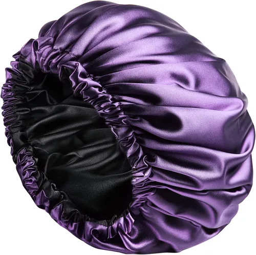 Vista 19 de YANIBEST Gorro de Seda de Satén para Dormir para Mujeres y Hombres, Gorro de Cabello Ajustable de Doble Capa para Rizos y Trenzas para Reducir