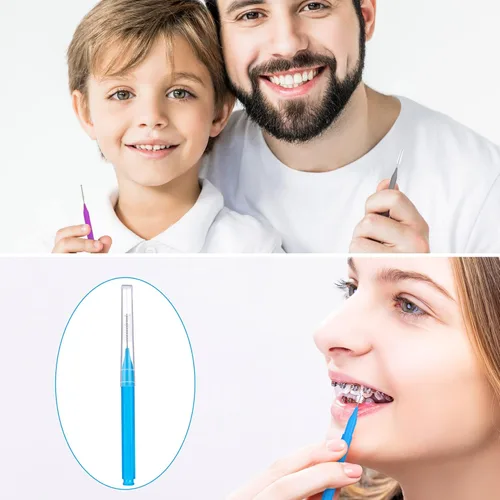 Vista 6 de Patelai 100 piezas de cepillos para limpiador, cepillo interdental, palillo de dientes, cabezal de hilo dental, hilo dental, higiene dental, hilo