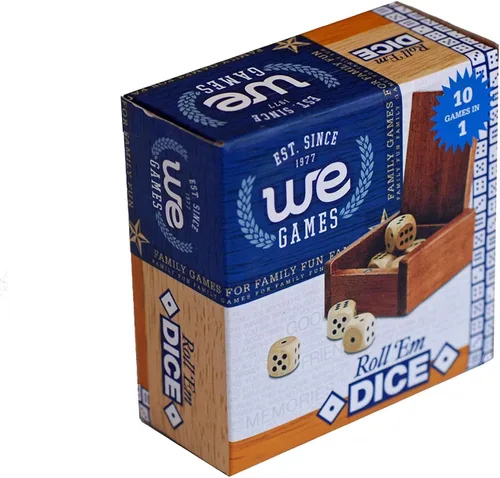 Vista 5 de WE Games Caja de dados de madera con 8 dados de madera redondeados - Instrucciones para 10 juegos de dados