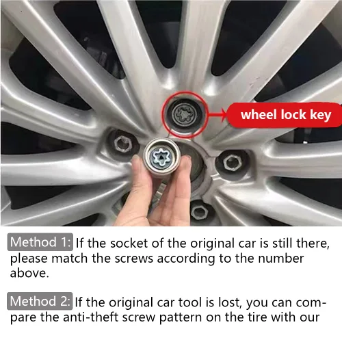 Vista 3 de Cerradura de rueda de acero cromado, tuerca antirrobo, llave de enchufe de extracción de tornillo compatible con vehículos BMW (41)