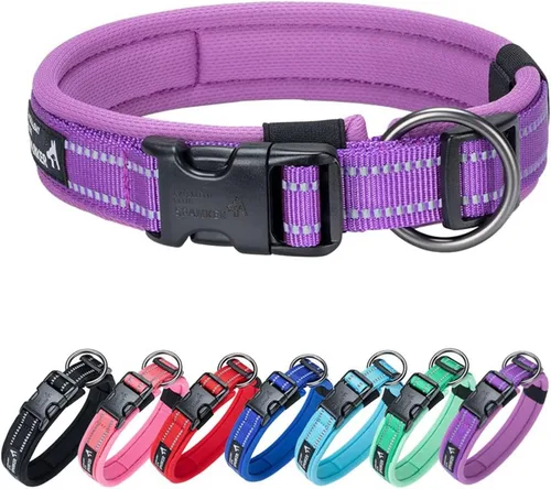 Vista 12 de EXCELLENT ELITE SPANKER Collar reflectante para perro, clásico, suave, acolchado, de nailon transpirable, ajustable, con hebilla de liberación