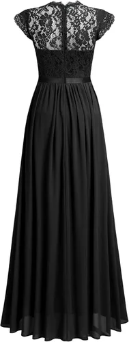 Vista 7 de Miusol - Maxi vestido floral con encaje para fiesta de noche y uso formal para mujer