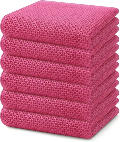 Vista 158 de Homaxy Paños de cocina de 100% algodón con tejido de gofre, ultra suaves, absorbentes, de secado rápido, 12 x 12 pulgadas, paquete de 6, amarillo