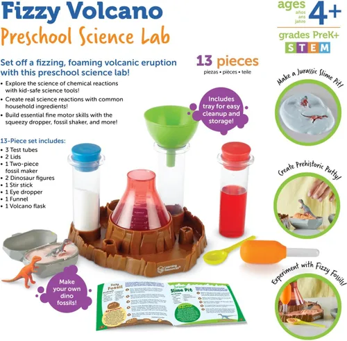 Vista 6 de Learning Resources Fizzy Volcano - 13 Piezas, Edades 4+, Kits de Laboratorio Científico para Preescolar, Experimentos de Juguetes STEM para Niños