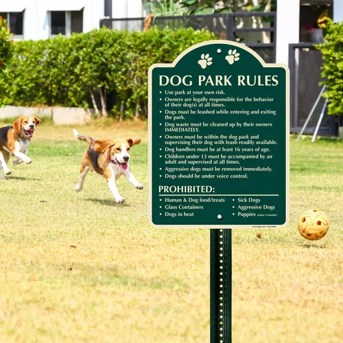Vista 3 de SmartSign Cartel de diseño "Dog Park Rules - Use At Your Own Risk, Owners Legally Responsible ", 18" x 24", compuesto de aluminio de 120 mil (ACM)