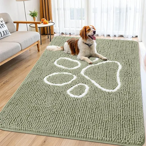Vista 195 de Smiry Tapete para puerta de perro para patas fangosas, absorbente que atrapa la suciedad, antideslizante, de secado rápido, lavable, tapete