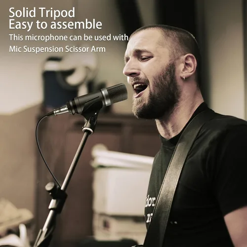 Vista 7 de Paquete de equipo de podcast de micrófono de condensador de micrófono de estudio con cable XLR de audio de 0.138 in