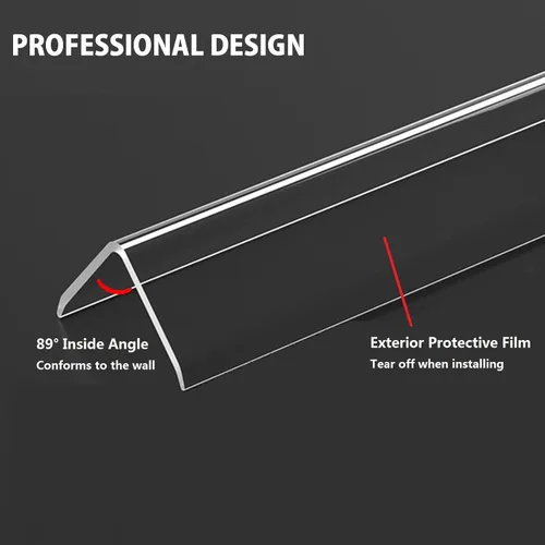 Vista 3 de Protector de esquina de pared transparente, 2 protectores de esquina autoadhesivos para paredes, 1.57 pulgadas de ancho x 35.4 pulgadas de largo