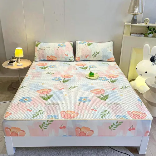 Vista 8 de FCLDESHOP Comfort Hotel - Sábana bajera ajustable con bolsillo profundo con estampado de látex de verano, para dormitorio de niños y niñas, Flor