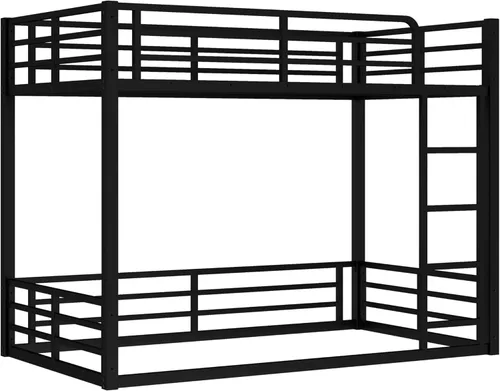 Vista 5 de Harper & Bright Designs Litera baja con escaleras, literas bajas de tamaño individual XL sobre individual XL, litera de metal resistente