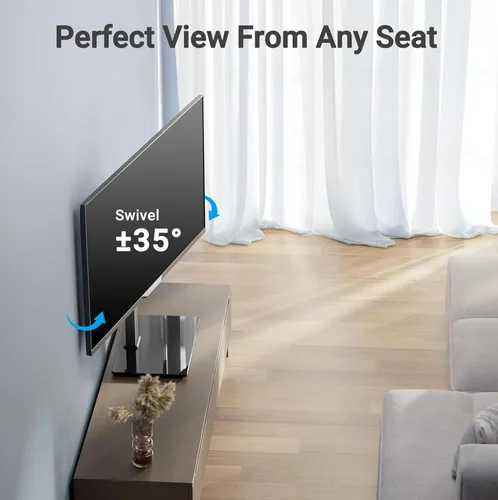Vista 2 de PERLESMITH - Soporte giratorio universal para TV con soporte para televisores LCD OLED de pantalla plana/curva de 37 a 80 pulgadas - Soporte/base