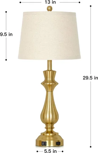 Vista 3 de Lámpara de mesa moderna negra para sala de estar, lámpara de mesita de noche de 76 cm de altura con puerto de carga USB, lámpara de mesita de noche