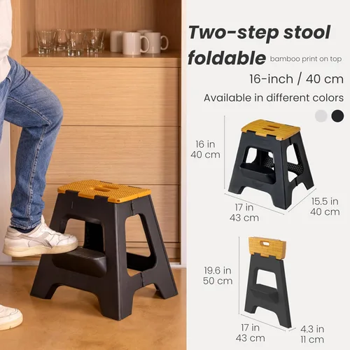 Vista 29 de Vigar Taburete compacto plegable, taburetes de 10-1/2 pulgadas para adultos de hasta 330 libras, taburete ligero, taburete plegable antideslizante