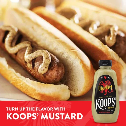 Vista 5 de Koops' Mostaza Dusseldorf - Mostaza Bratwurst de estilo alemán, sin gluten, kosher, fabricada en Estados Unidos, a partir de semillas de mostaza