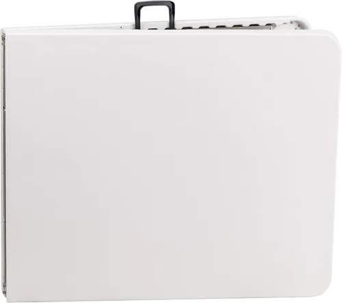 Vista 7 de Flash Furniture - Mesa plegable de doble pliegue de plástico blanco granito de 6 pies con asa de transporte para banquetes y eventos