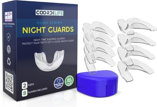 Coordi Life Hush Strips - Protectores nocturnos para apretar, moler, protector bucal moldeable personalizado para un mejor sueño, boquilla