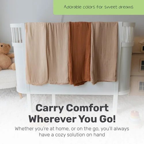 Vista 6 de Manta de muselina para bebé, mezcla de algodón de bambú suave, ligera, transpirable, multiusos, funda de lactancia, juego de manta para cochecito