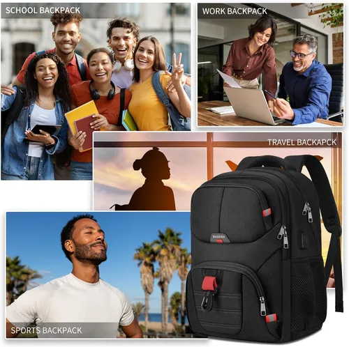 Vista 7 de Black Backpack for Men Women, School Backpack for Boys Girls Teens, Backpacks for School, College Back Pack, Book Bag, Water Resistant Bookbag