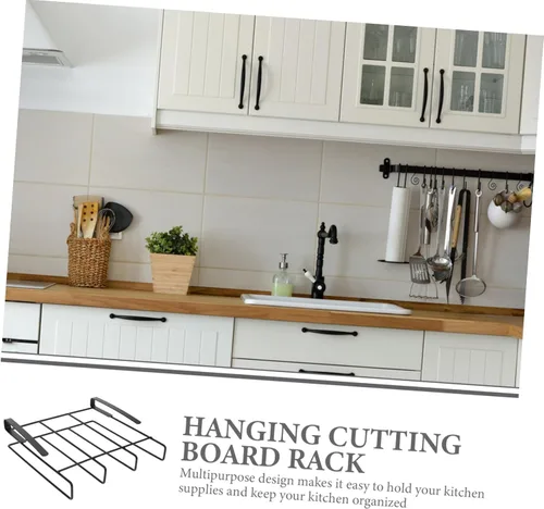 Vista 6 de BESTonZON Estante colgante de acero inoxidable para tabla de cortar, negro, 20 pulgadas