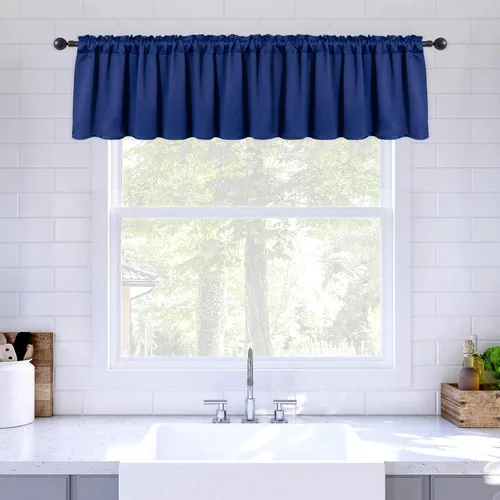 Vista 18 de MIULEE Cenefa de ventana opaca de primavera para dormitorio, cocina, baño, sala de estar, oscurecimiento de bolsillo para barra, cenefa de cortina