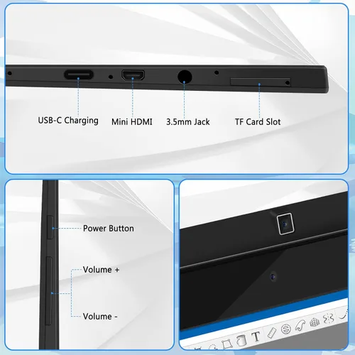 Vista 5 de T11 Pro - Tableta de dibujo independiente con pantalla, pantalla FHD de 10.1 pulgadas, no necesita computadora, CPU octa-core, aplicaciones