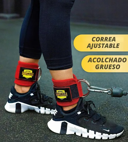 Vista 4 de Correas de tobillo para máquinas de cable, correas de tobillo ergonómicas para entrenar - Correa de tobillo con respaldo de glúteos, puños