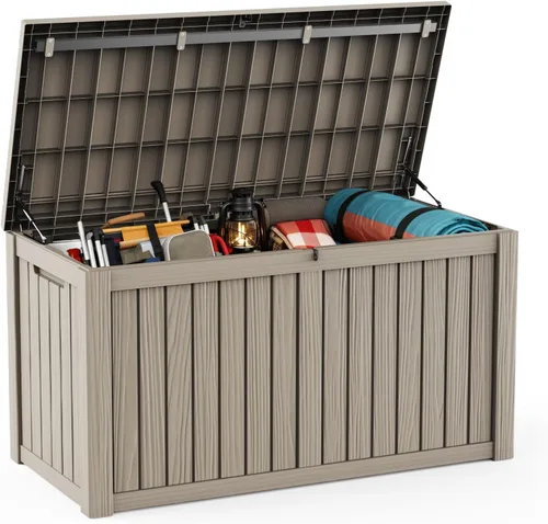 Vista 81 de DRATO Cajas de terraza, caja de almacenamiento al aire libre de 30 galones para cojín de patio, herramientas de jardín, impermeable y resistente a