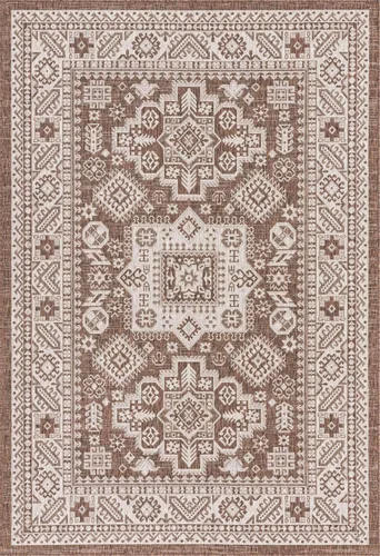 Vista 350 de Unique Loom Outdoor Aztec Collection Alfombra de área, Chalca (7 pies 10 pulgadas, cuadrada, azul/marfil)