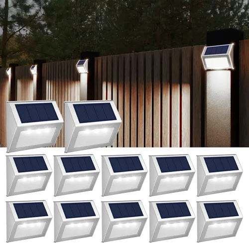 Vista 10 de Luces solares de cubierta brillante 3 luces LED de escalera impermeables para valla de acero inoxidable al aire libre lámpara solar para patio