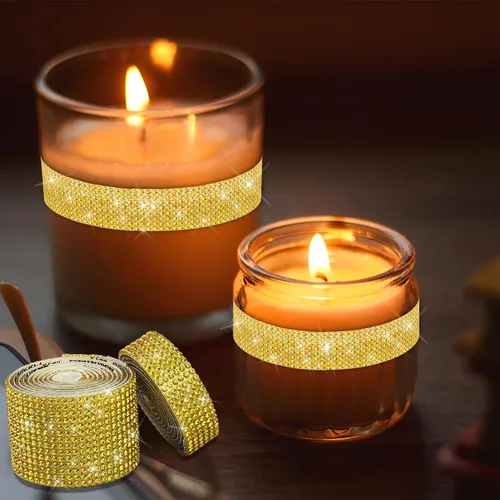 Vista 4 de 4 rollos de cinta autoadhesiva con diamantes de imitación y cristal Bling con tiras adhesivas de 2 mm para manualidades, bodas, cumpleaños, fiestas
