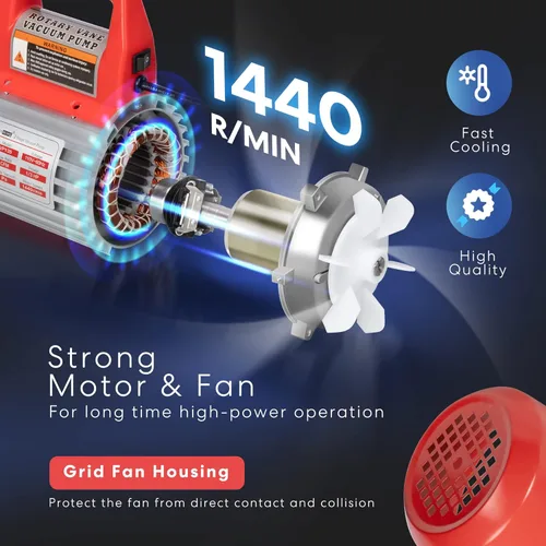 Vista 2 de VIVOHOME 110V 1/3 HP 4CFM Bomba de vacío de aire de paleta giratoria de una sola etapa y conjunto de manómetro de colector de CA R134a y 110-120V AC