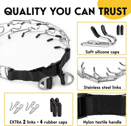 Vista 4 de PetJett Collar de Ahogo para Perros Collar de Entrenamiento Collar de Púas Ajustable para Perro Collar de Liberación Rápida de Pellizco para Perro
