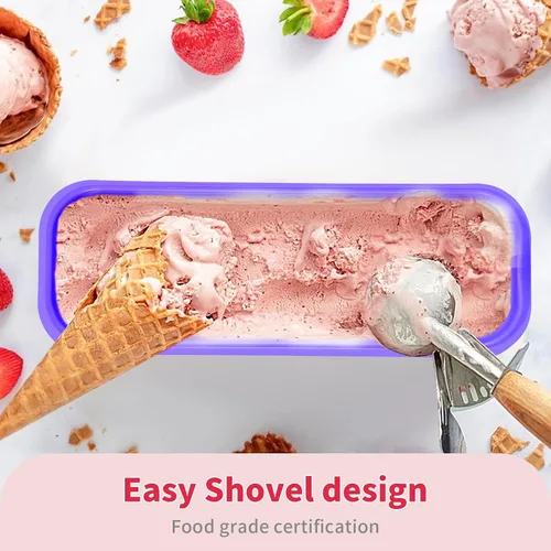 Vista 3 de Juego de 2 Recipientes para Helado, Recipiente de Helado de 1.5 Cuartos, Recipientes de Helado Casero Reutilizables con Contenedor de Almacenamiento
