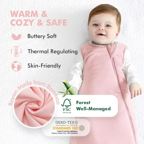 Vista 2 de HAPIU Saco de dormir unisex de rayón hecho de bambú TOG 1.0, cremallera de 2 vías YKK, manta portátil para bebé