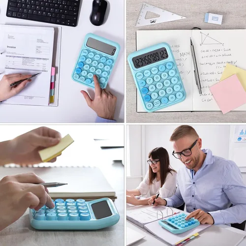 Vista 8 de Mr. Pen - Calculadora con interruptor mecánico, 12 dígitos, pantalla LCD grande, calculadora azul con botones grandes, suministros para el regreso