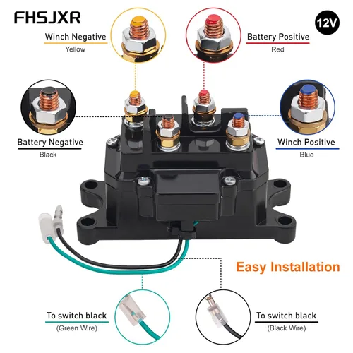 Vista 3 de Contactor de relé solenoide de cabrestante 250A 12V para ATV UTV 1500-5000lbs 4x4 Cabrestante de la industria de vehículos - Interruptor