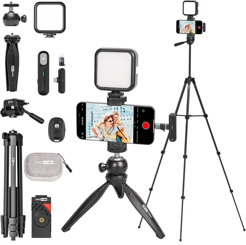 Vista 9 de USKEYVISION Kit de inicio de vlogging para iPhone y Youtuber, equipo de creación de contenido para iPhone 16/15Pro Max con trípode extensible