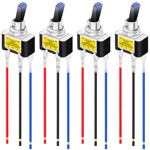 Vista 12 de 10 interruptores de palanca de 20 A 12 V CC, resistente al agua, 15 A, 250 V, CA, 20 A, 125 V CA, SPST, 2 pines de encendido/apagado para auto
