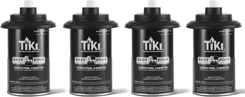 Juego de botes de repuesto para antorcha TIKI de 4 unidades – Botellas de combustible de antorcha metálica rellenables con sistema de fácil vertido,