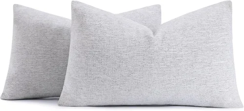 decorUhome Juego de 2 fundas de almohada decorativas de felpilla de 12 x 20 pulgadas, fundas de almohada lumbares de granja neutra con textura Gris
