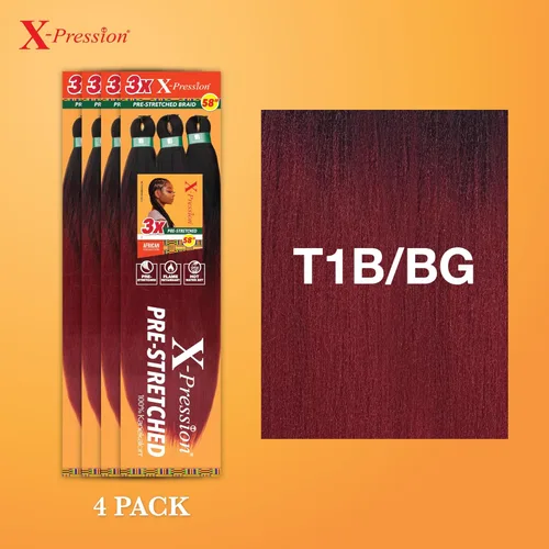 Vista 215 de Sensationnel X-Pression - Trenzas prestiradas, 3 unidades, 58 pulgadas, paquete de 1 unidad, 1B