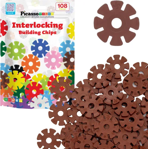 Vista 24 de PicassoTiles Juego de 600 fichas de construcción entrelazadas con bloques de disco creativos, juguetes de aprendizaje STEM para educación temprana