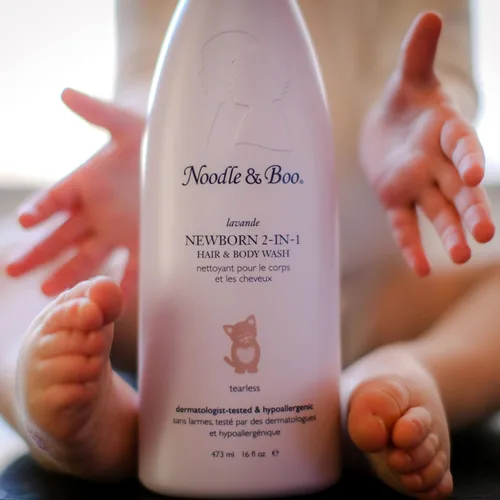 Vista 2 de Noodle & Boo – Jabón para cabello y cuerpo 2-en-1 para recién nacidos y bebés con lavanda, 16 fl. oz.