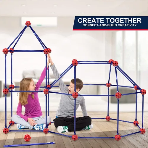 Vista 2 de OleFun Kit de construcción de fortalezas para niños de 4, 5, 6, 7, 8+ años, niños y niñas, 140 piezas, juguetes creativos de construcción STEM