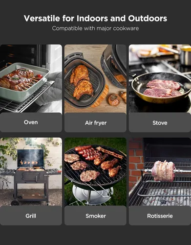 Vista 4 de GoveeLife Termómetro inalámbrico Bluetooth para carne con base LCD digital independiente, rango ilimitado WiFi, precisión 1.8, sondas de sensor