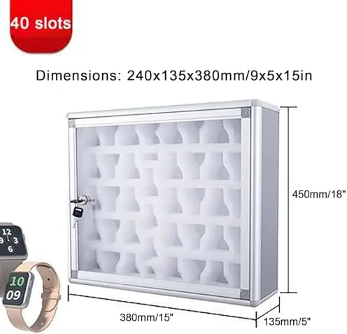 Vista 3 de Cell Phone Watch Lock Box - Aluminum Alloy Safe with 20/40/60 Slots for Smartwatches & Valuables - Space-Saving Organizer for Office & School